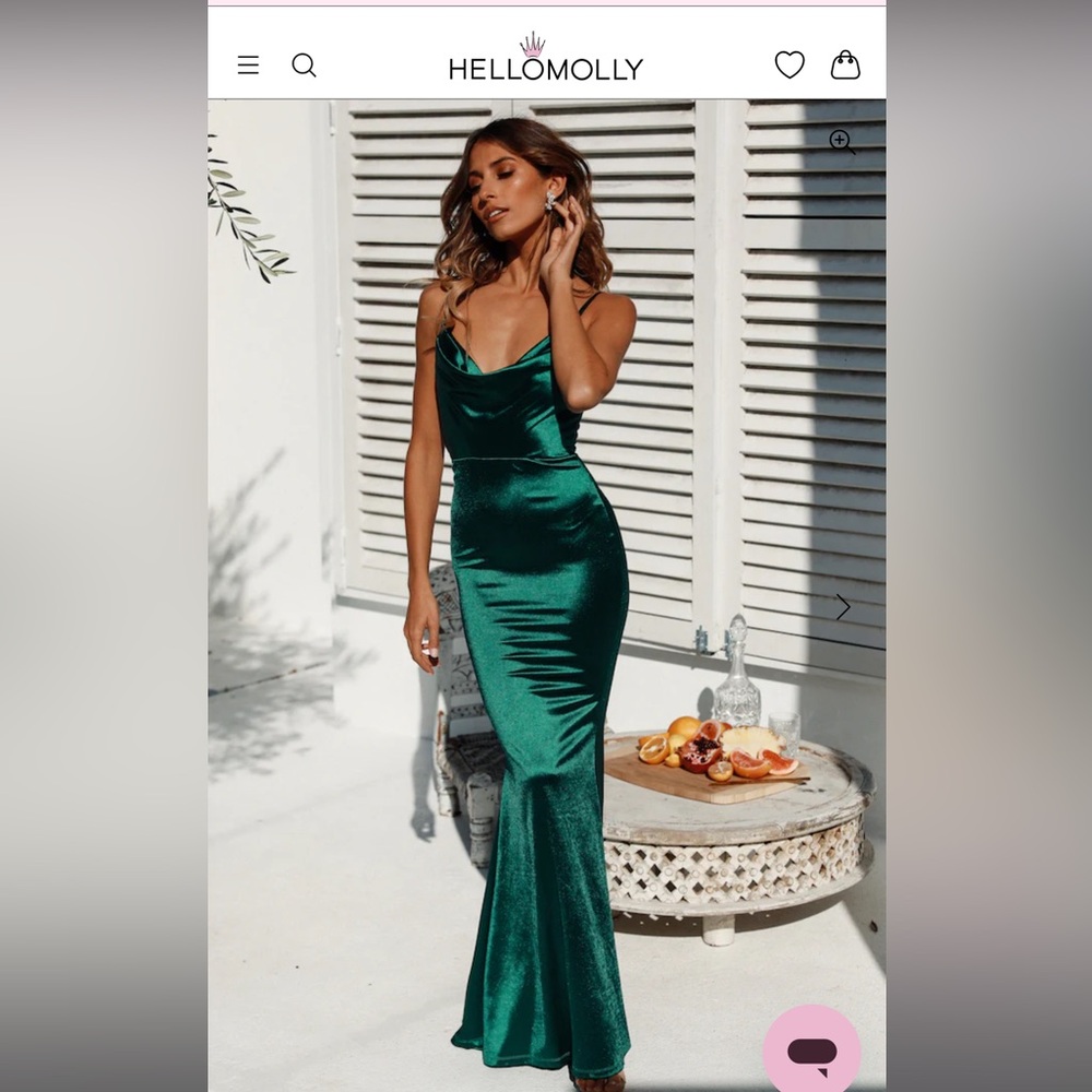 Maxi emerald green holiday dress